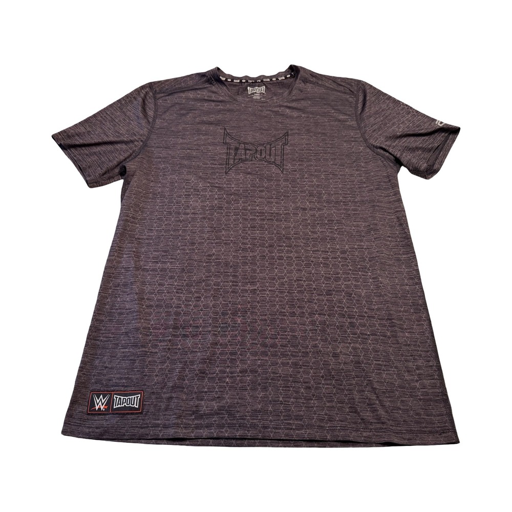 Tapout WWE Mens Gray Honeycomb Performance T-Shirt Large MMA Training Gym Tee